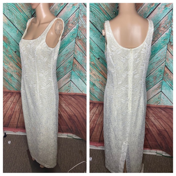 Vintage Jessica Howard Lace & Gold Sequin Informal Wedding Gown - Picture 2 of 6